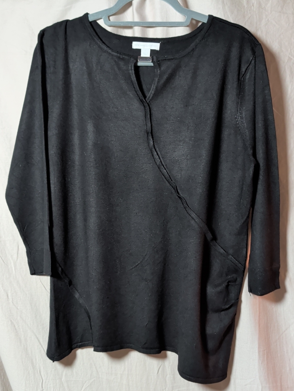 New York & Company Black Long Sleeve Asymmetrical Tunic Business To Casual